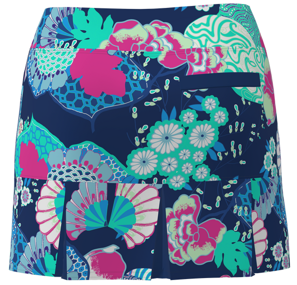 AB SPORT Women's Japanese Garden Print Back Pleat Golf Skirt BSKG05-JPGN6NN