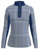 AB SPORT Women's Long Sleeve Glen Plaid Print UV40 Sun Shirt LS02-GPNB
