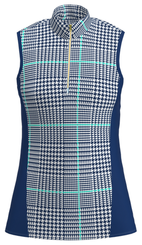 AB SPORT Navy Glen Plaid Women's Sleeveless Golf Shirt GP03-NGPLDBH