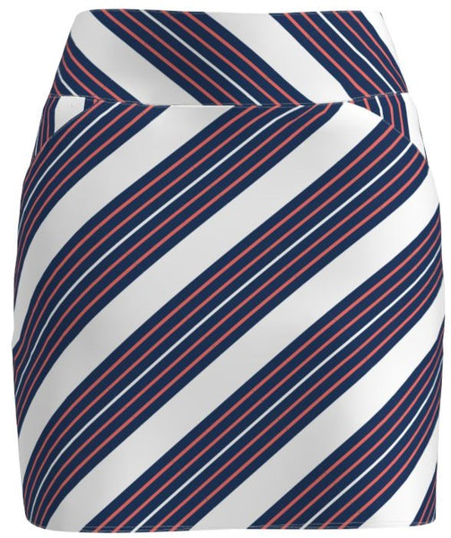 AB Sport Women's Cross Stripe Navy Coral Print Front Pocket Golf Skirt - CSNC