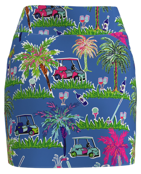 AB Sport Women's Blue Golf Cart Print Golf Skort - ABSport