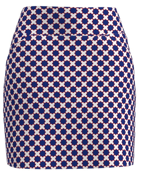 AB Sport Women's Red White and Blue Mosaic Print Golf Skort - ABSport