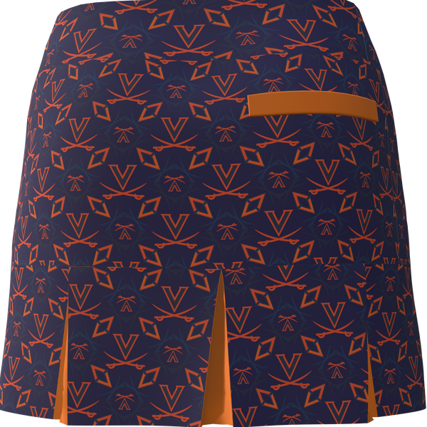 University of Virginia Print Women's Back Pleat Golf Skirt - UVA3EO