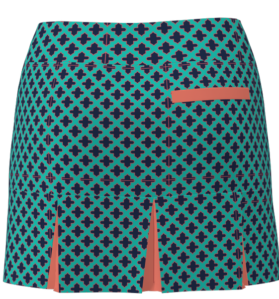 AB SPORT Women's Mosaic Print Back Pleat Golf Skirt - MOSN_COR