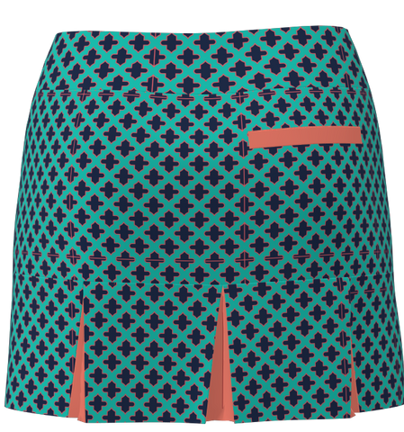 AB SPORT Women's Mosaic Print Back Pleat Golf Skirt - MOSN_COR