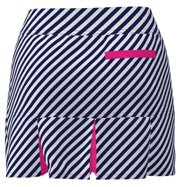 AB SPORT Women's Cross Stripe Print Back Pleat Golf Skirt - NCSP