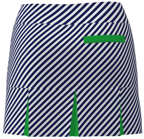 AB SPORT Women's Navy Cross Stripe Back Pleat Golf Skirt - NVCSG