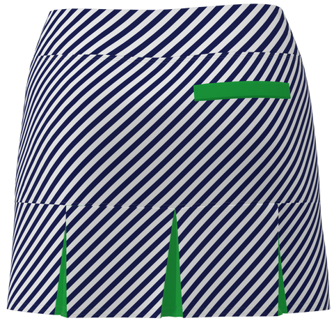 AB SPORT Women's Navy Cross Stripe Back Pleat Golf Skirt - NVCSG