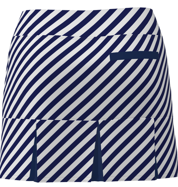 AB SPORT Women's Navy Cross Stripe Back Pleat Golf Skirt - NVCSN