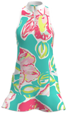AB Sport Seafoam Orchid Print Flounce Golf Dress