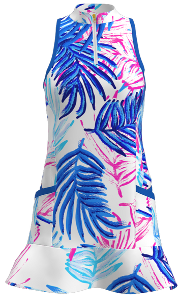 AB SPORT Women's Leaf Print Flounce Dress GD003-LFRHP3R