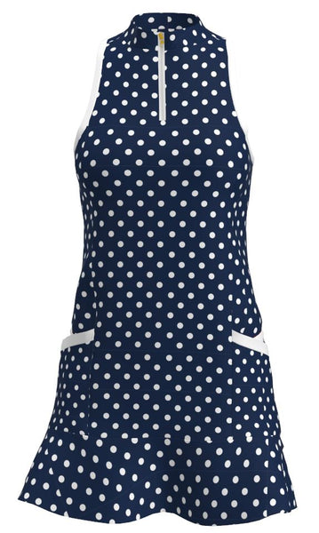 AB SPORT Women's Polka Dot Print Flounce Golf Dress GD003-NPDRED