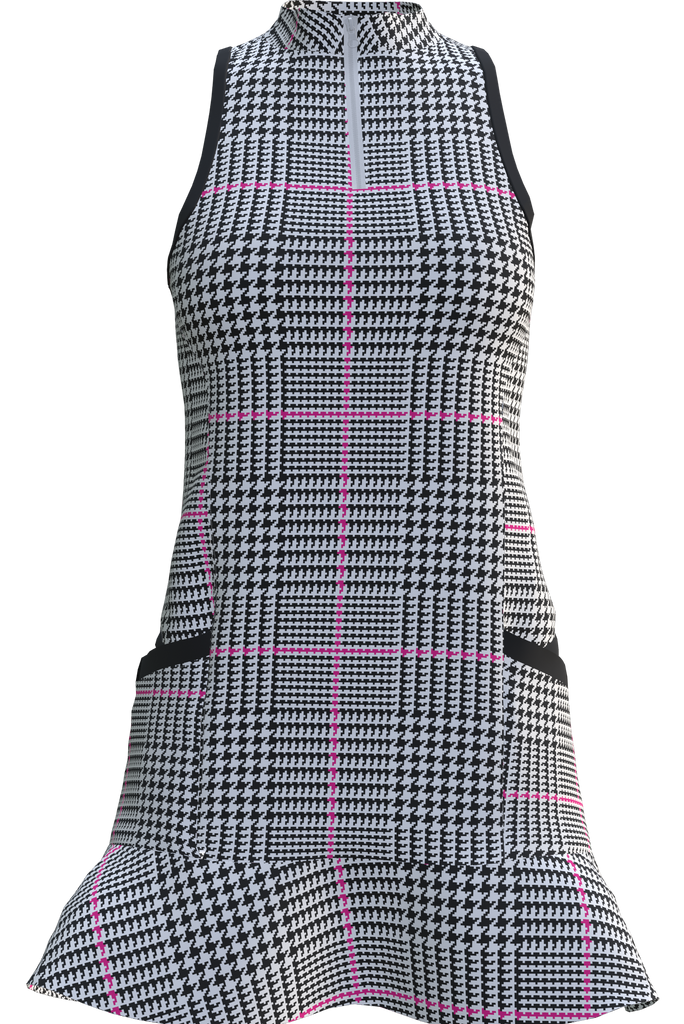 AB SPORT Women's Glen Plaid Golf Dress - Blue Hot Pink AB SPORT Women's Glen Plaid Golf Dress - Blue Hot Pink