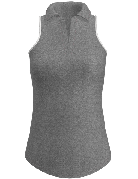 UV 40+ Heather Grey Racerback Sleeveless Polo - ABSport