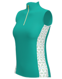 AB SPORT Women's Bahamas Martini Print Golf Sleeveless Zip Mock Polo Shirt GP03-BHMART3