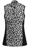 AB SPORT Women's Animal Print Mock Zip Sleeveless Golf Shirt GP03-LEOPGB