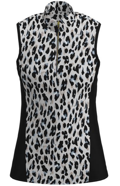 AB SPORT Women's Animal Print Mock Zip Sleeveless Golf Shirt GP03-LEOPGB
