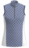 AB SPORT Women's Geo Print Mock Zip Sleeveless Golf Shirt GP03-GEO4NW