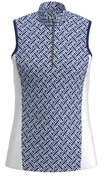AB SPORT Women's Geo Print Mock Zip Sleeveless Golf Shirt GP03-GEO4NW
