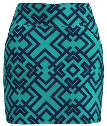 AB Sport Women's Navy Turquoise Geo Golf Skirt