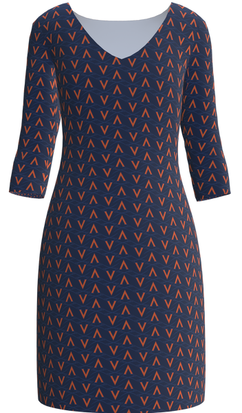 University of Virginia Print 3/4 Sleeve Resort Dress - UVA1B