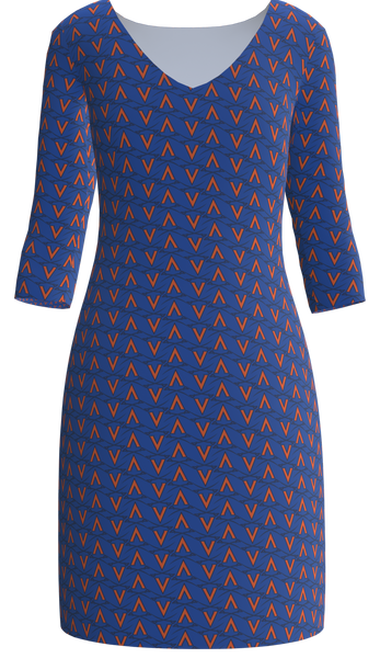 University of Virginia Print 3/4 Sleeve Resort Dress - UVA1F