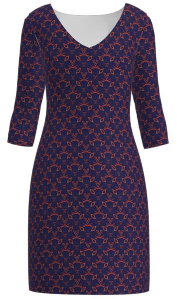 University of Virginia Print 3/4 Sleeve Resort Dress - UVA3B