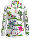 AB SPORT Women's Long Sleeve Golf Cart Print Sun Shirt LS01-GCPW
