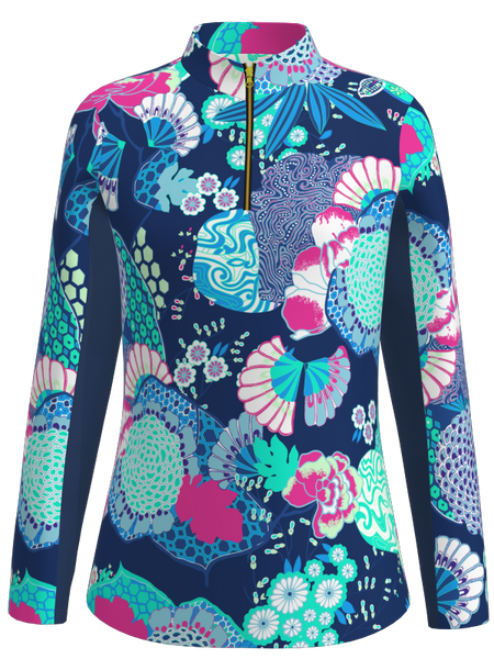 AB SPORT Women's Japanese Garden Print Long Sleeve Sun Shirt LS01-JPGN6