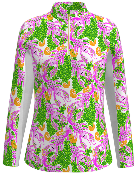 AB SPORT Women's Lobsters Print Long Sleeve Sun Shirt LS01-LOBSW