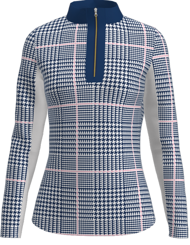 AB SPORT Women's Long Sleeve Glen Plaid Print UV40 Sun Shirt LS02-GPLP