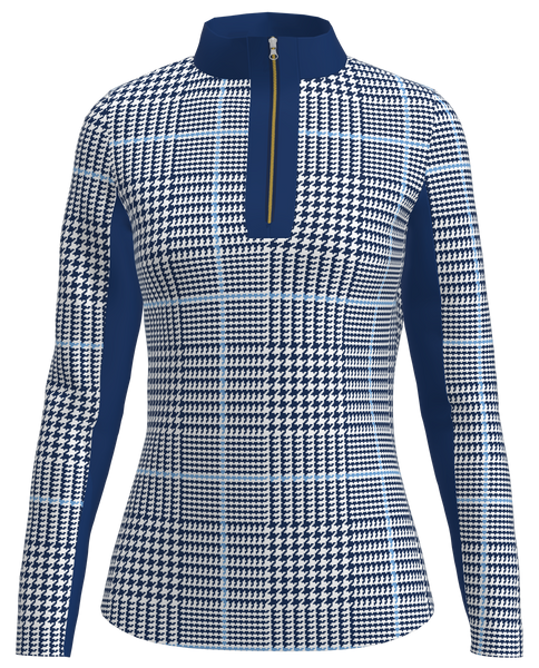 AB SPORT Women's Long Sleeve Glen Plaid Print UV40 Sun Shirt LS02-GPNB