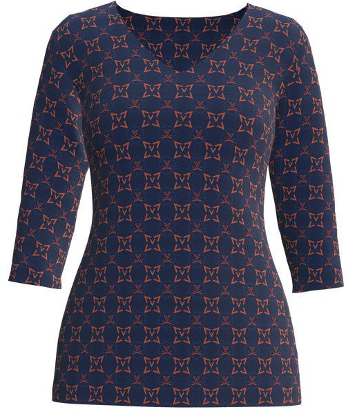 University of Viriginia Print 3/4 Sleeve Lifestyle Top - UVA2B