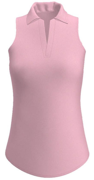 AB Sport Women's Heather Pink UV 40+ Racerback Sleeveless Polo GP01-LPH