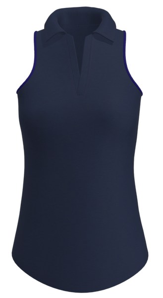 UV 40+ Navy Royal Heather Racerback Polo - ABSport