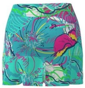 AB SPORT Women's Preppy Floral Print Back Pleat Golf Skirt-PRFSP