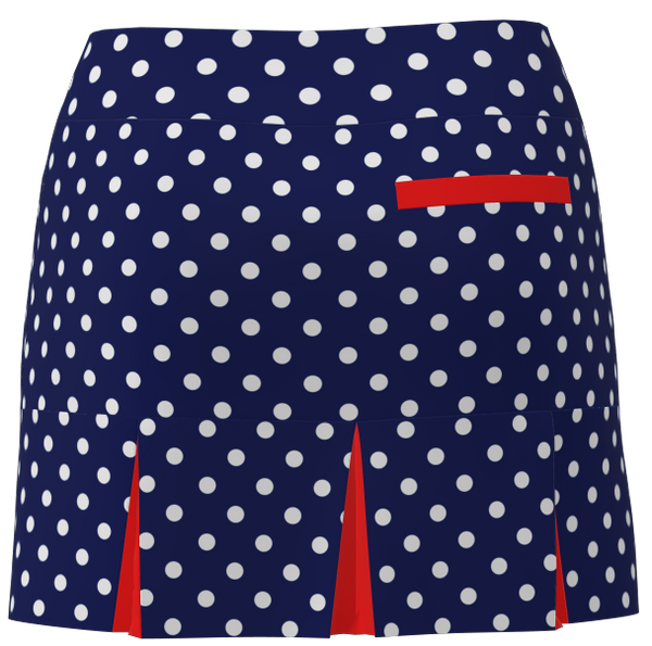 AB SPORT Women's Polka Dot Print Back Pleat Golf Skirt BSKG05-NPDRED
