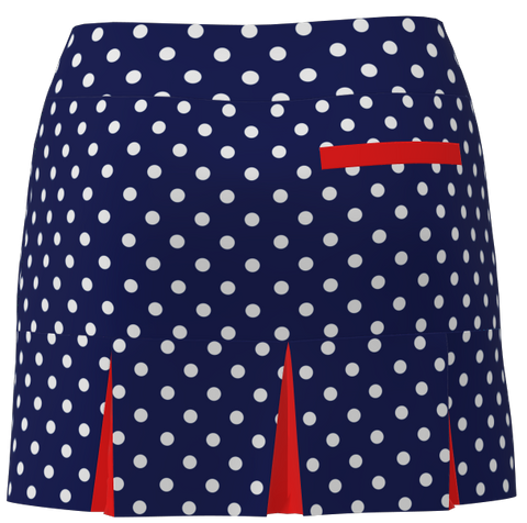 AB SPORT Women's Polka Dot Print Back Pleat Golf Skirt BSKG05-NPDRED