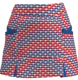 AB SPORT Women's TENNIS SKIRT BSKT04-REBN : RED NAVY BOAT PRINT