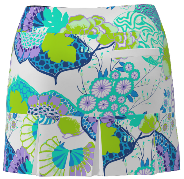 AB SPORT Women's Japanese Garden Print Back Pleat Golf Skirt - JPGW3W