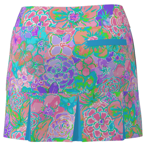 AB SPORT Women's Floral Print Back Pleat Golf Skirt - CAYG7