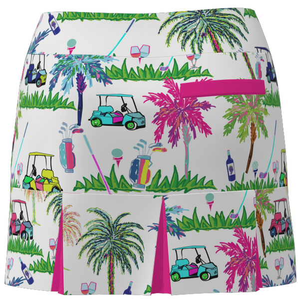 AB Sport Women's Golf Cart Print Back Pleat Golf Skirt - GCPWP