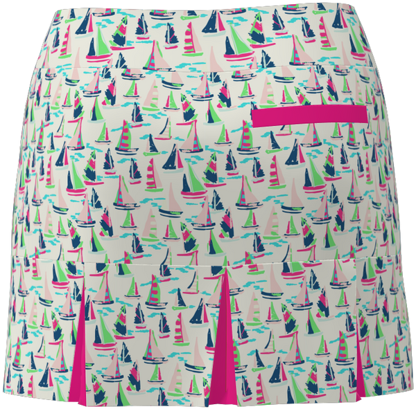 AB SPORT Women's Sailboats Print Back Pleat Golf Skirt - SAILWP