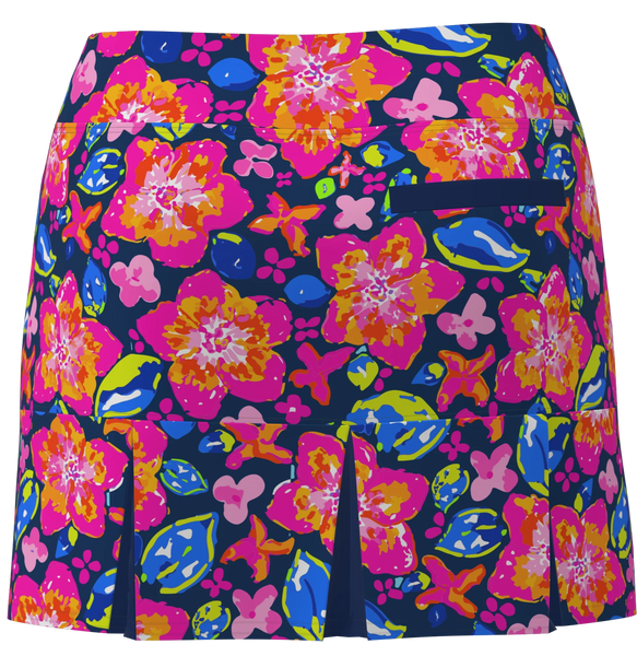 AB SPORT Women's Floral Print Back Pleat Golf Skirt-YWF6N