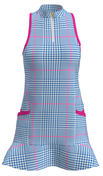 AB SPORT Women's Glen Plaid Print Flounce Dress GD003-GPLDCFHP