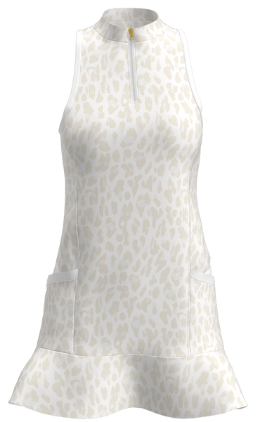 AB SPORT Women's Animal Print Flounce Golf Dress GD003-LEOPCRM