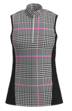 AB SPORT Women's Glen Plaid Print Mock Zip Sleeveless Golf Shirt GP03-GPBLHP