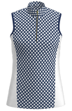 AB SPORT Women's Mosaic Print Mock Zip Sleeveless Golf Shirt GP03-MOSNW