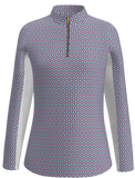 AB SPORT Women's Geo Print Long Sleeve Sun Shirt LS01-GEO2NVCOR