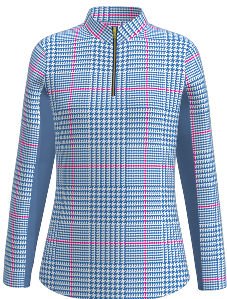 AB SPORT Women's Glen Plaid Print Long Sleeve Sun Shirt LS01-GPLDCFHP